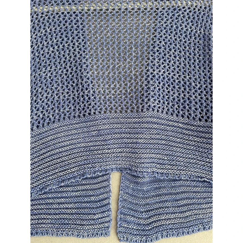 Anthropologie Women One Size Open Knit Cardigan Bell Sleeve Cropped Blue Hippie‎